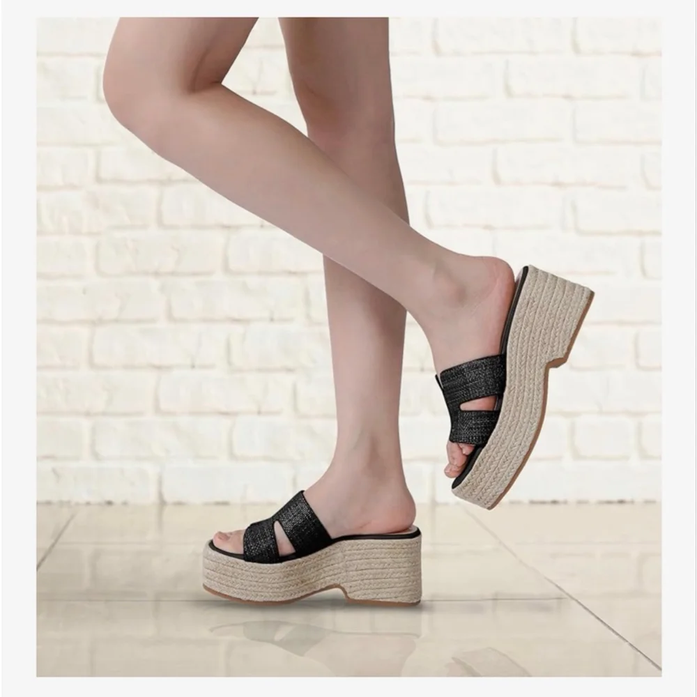 NEW Platform Sandals Chunky Sandals Wedge Open Toe Beach 10